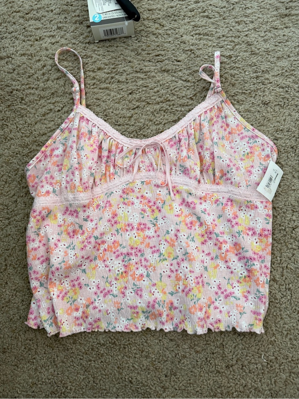 No Boundaries Pink Floral Lace-Trim Sleep Cami